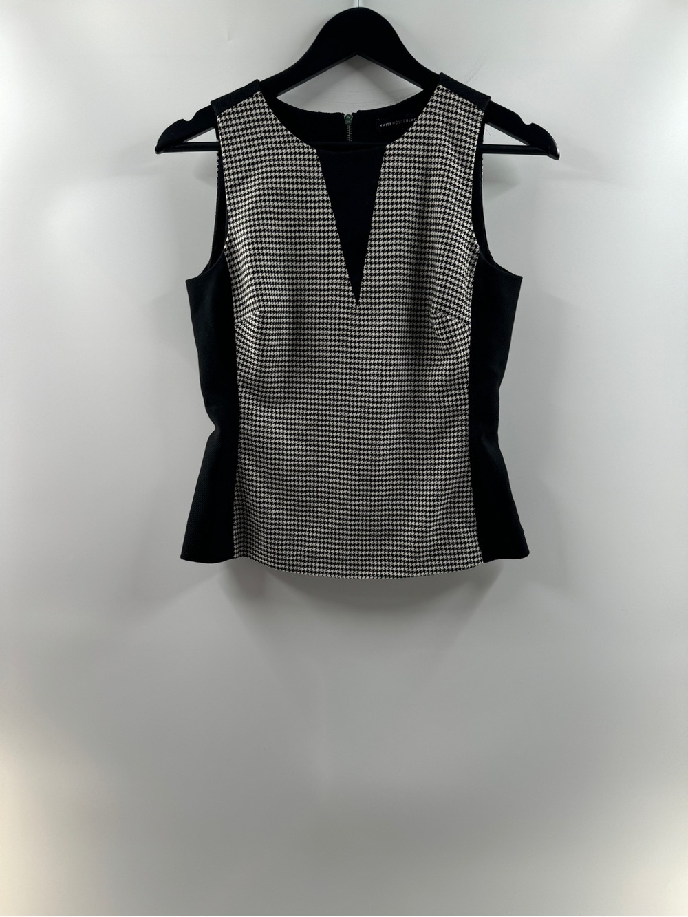 White House Black Market Black White Houndstooth Peplum Top – Women’s Size 0